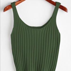 Green ribbed tank top